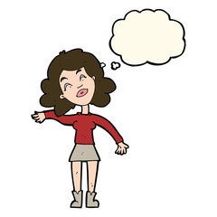 cartoon woman only joking with thought bubble