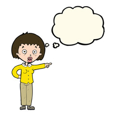 cartoon shocked woman with thought bubble