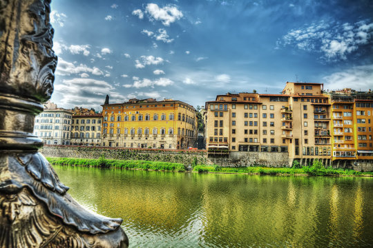 Arno river on  a cloudy day