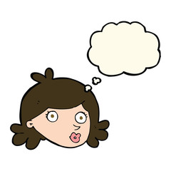 cartoon pretty face with thought bubble