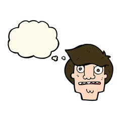 cartoon shocked face with thought bubble
