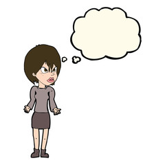 cartoon annoyed woman with thought bubble