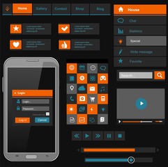 Flat icons and ui web elements for mobile app and website design