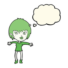 cartoon vampire girl with thought bubble