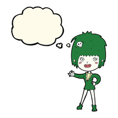 cartoon vampire girl with thought bubble