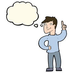 cartoon man with great idea with thought bubble
