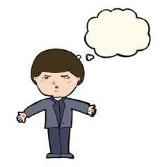 cartoon annoyed man with thought bubble