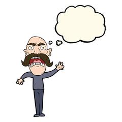 cartoon angry old man with thought bubble
