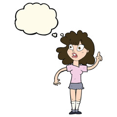 cartoon woman making point with thought bubble