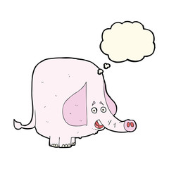 cartoon pink elephant with thought bubble