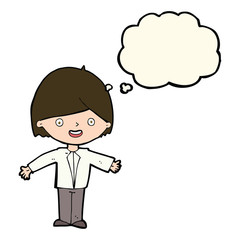 cartoon happy man with thought bubble