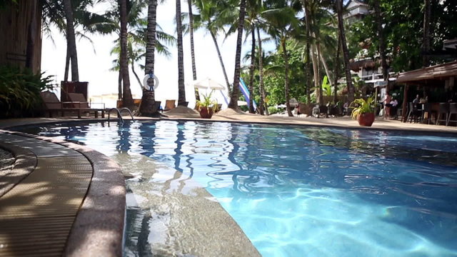 Pool in Tropical Beach Resort Paradise  - still video 