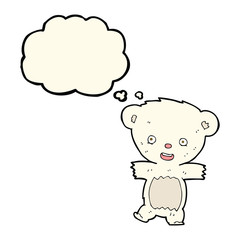 cartoon teddy polar bear cub with thought bubble