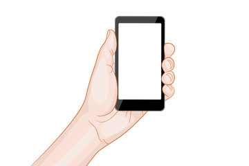 hand holding a smartphone with blank screen