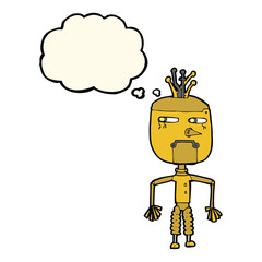 cartoon robot with thought bubble