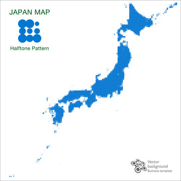 日本地図　#Vector Illustration, Halftone Dot Map