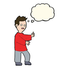 cartoon shocked man with thought bubble