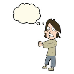 cartoon shocked man with thought bubble