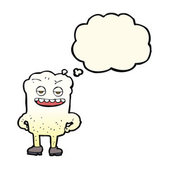 cartoon tooth looking smug with thought bubble
