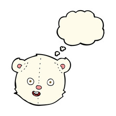 cartoon polar teddy bear head with thought bubble
