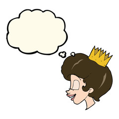 cartoon princess with thought bubble