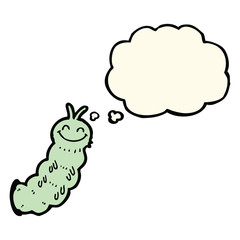 cartoon caterpillar with thought bubble