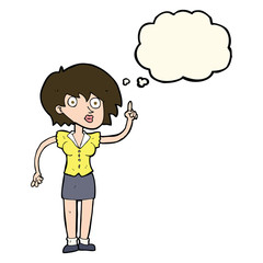 cartoon woman with question with thought bubble