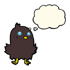 cartoon bird with thought bubble