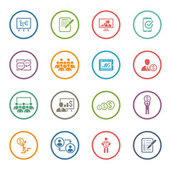 Fototapeta premium Business Coaching Icon Set. Online Learning. Flat Design.
