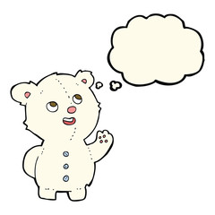 cartoon cute polar bear cub with thought bubble