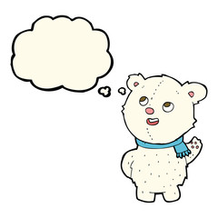 cartoon cute polar bear cub with thought bubble