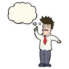 cartoon man with idea with thought bubble