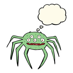 cartoon halloween spider with thought bubble
