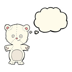 cartoon polar bear cub with thought bubble