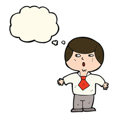 cartoon shocked boy with thought bubble