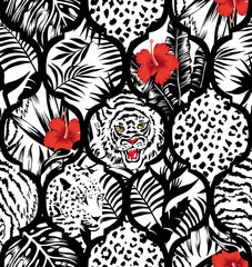 motif patchwork exotique tigre et léopard