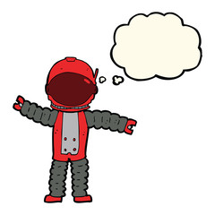 cartoon astronaut with thought bubble