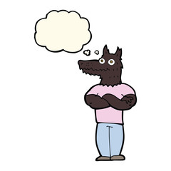 cartoon werewolf with thought bubble