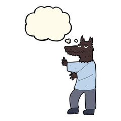 cartoon werewolf with thought bubble