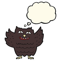 cartoon happy owl with thought bubble