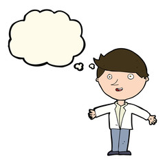 cartoon man in casual jacket with thought bubble