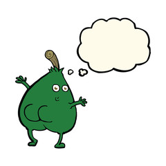 a nice pear cartoon with thought bubble