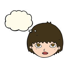 cartoon girl staring with thought bubble