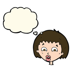 cartoon shocked expression  with thought bubble