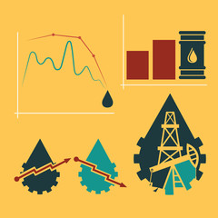 Obraz premium oil industry elements and diagram fall and rise of oil prices