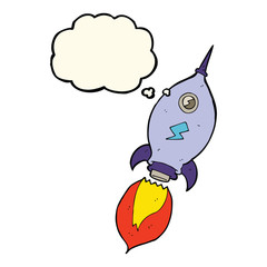 cartoon spaceship with thought bubble