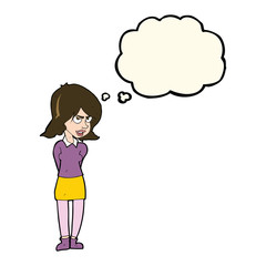 cartoon annoyed woman with thought bubble