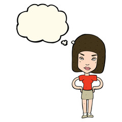 cartoon annoyed woman with thought bubble