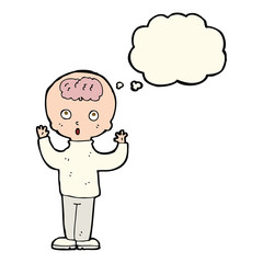 cartoon genius with thought bubble