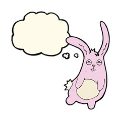 funny cartoon rabbit with thought bubble